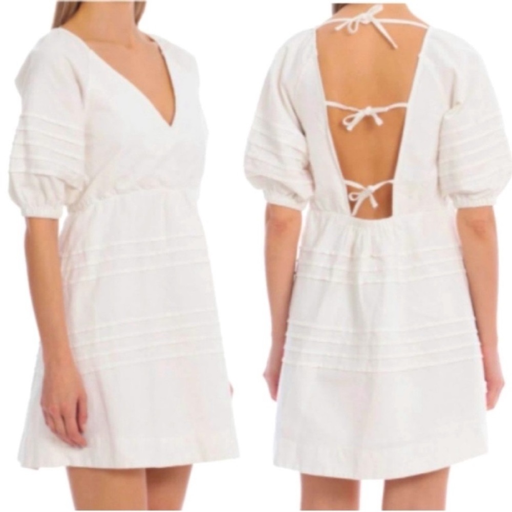 7 For All Mankind Babydoll Tie Dress White Size XL